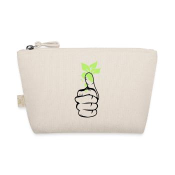 Une main avec des feuilles vertes sur le pouce - Trousse biologique - nature - Devant