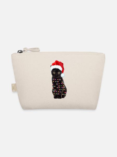 Süße Katzen Xmas Kätzchen Weihnachtsoutfit - Bio-Täschchen - Natur - Vorne