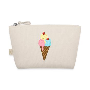 Buntes Eis in Waffel mit Kirschen süßer Sommer - Bio-Täschchen - Natur - Vorne