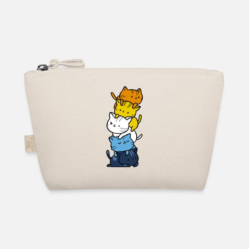 Kawaii Katzen- Aroace Pride Flagge - Bio-Täschchen - Natur