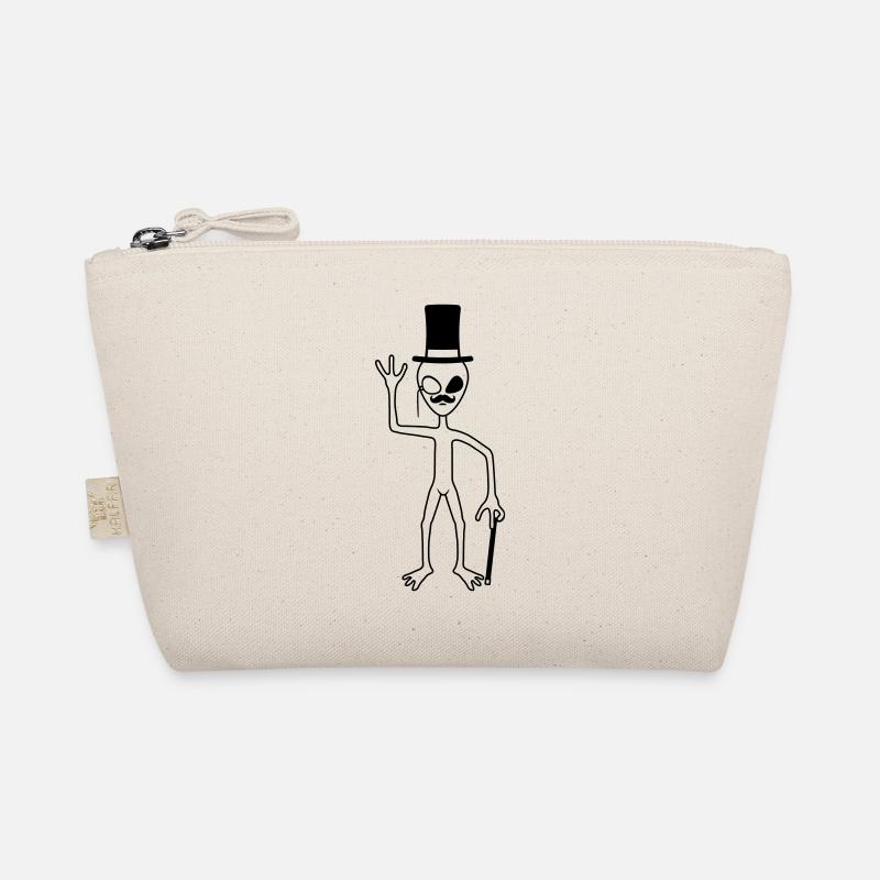 Herr Alien winkt freundlich Bio-Täschchen