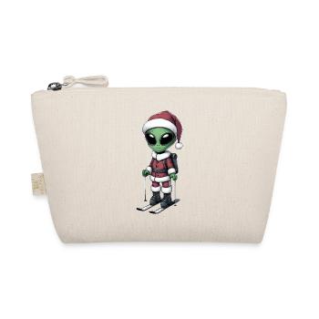 Alien Skier Santa Claus Winter Fun - Organic Pouch - nature - Front
