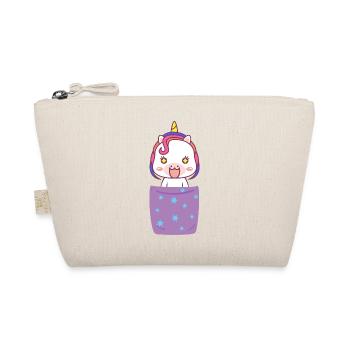 Süßes Einhorn in Brusttasche Lustig Unicorn - Bio-Täschchen - Natur - Vorne