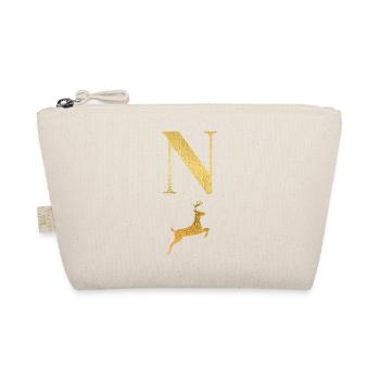 Letter n Golden Deer - Gift Idea - Organic Pouch - nature - Front