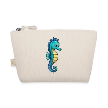 Turquoise Seahorse Cartoon - Organic Pouch - nature - Front