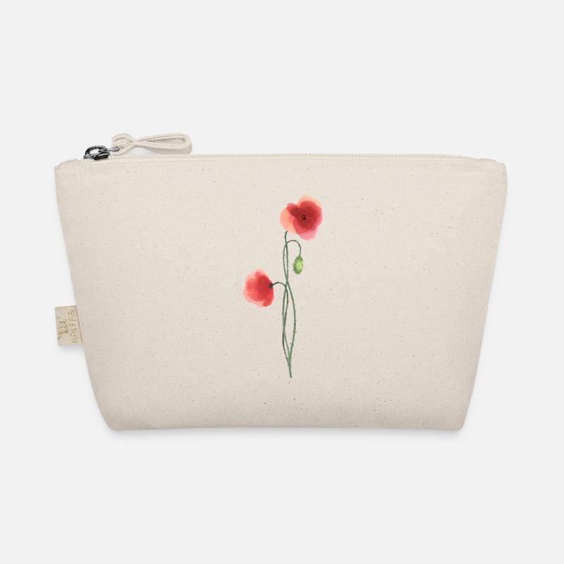 Flower: red poppy - Organic Pouch - nature