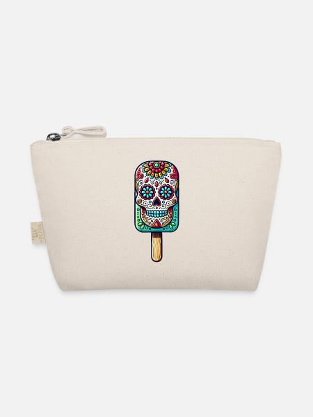 funny skull ice motif - Día de Muertos - Organic Pouch - nature - Front