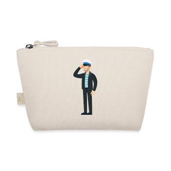 Nautic Design Maritime Striped Saluting Captain - Organic Pouch - nature - Front