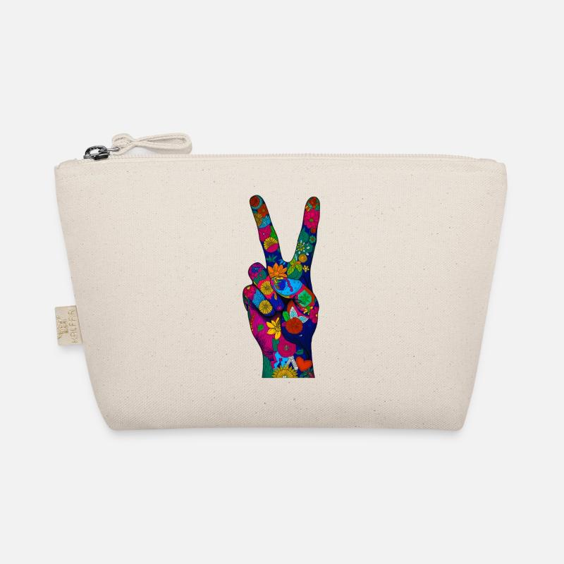 Blumen-Friedenszeichen Hand in lebendiger Farbe Bio-Täschchen