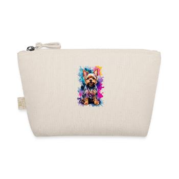 Yorkshire Terrier Hund in buntem und coolem Design - Bio-Täschchen - Natur - Vorne