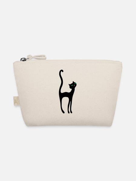 Retro Kittenish Cat by Patjila - Organic Pouch - nature - Front