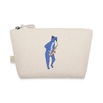 JAZZ CAT PLAYING SAXOPHONE - SAX CAT - Organic Pouch - nature - Front