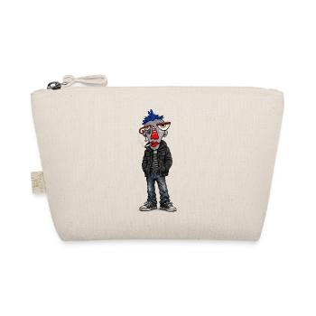 Head punk: Blue Mohican in jeans - Organic Pouch - nature - Front
