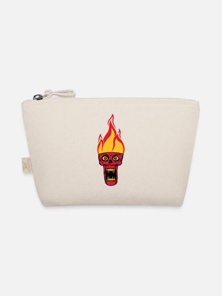 monster hoelle evil horror halloween head face - Organic Pouch - nature - Front