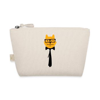 Schlaue Nerd Katze Hornbrille Geek Krawatte Brille - Bio-Täschchen - Natur - Vorne