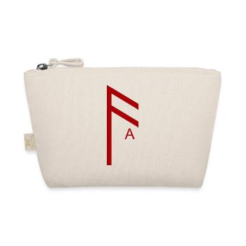 Ansuz Rune mit Buchstabe Rot – Wikinger Futhark - Bio-Täschchen - Natur - Vorne