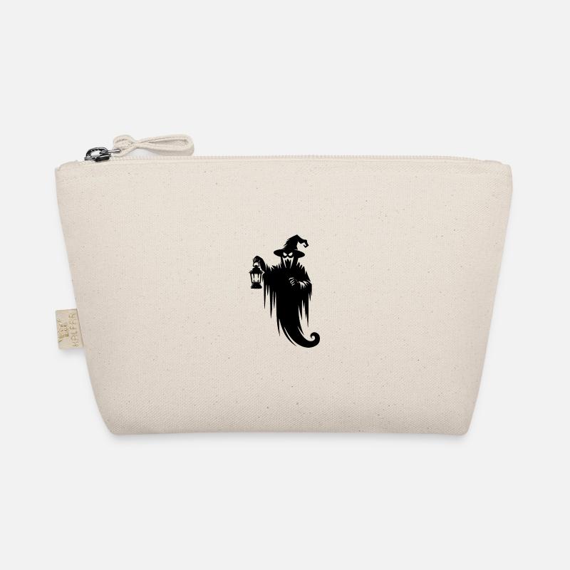 Flying Halloween Ghost with Lamp and Hat Organic Pouch