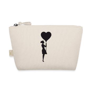 Fille tenant un ballon coeur - Trousse biologique - nature - Devant