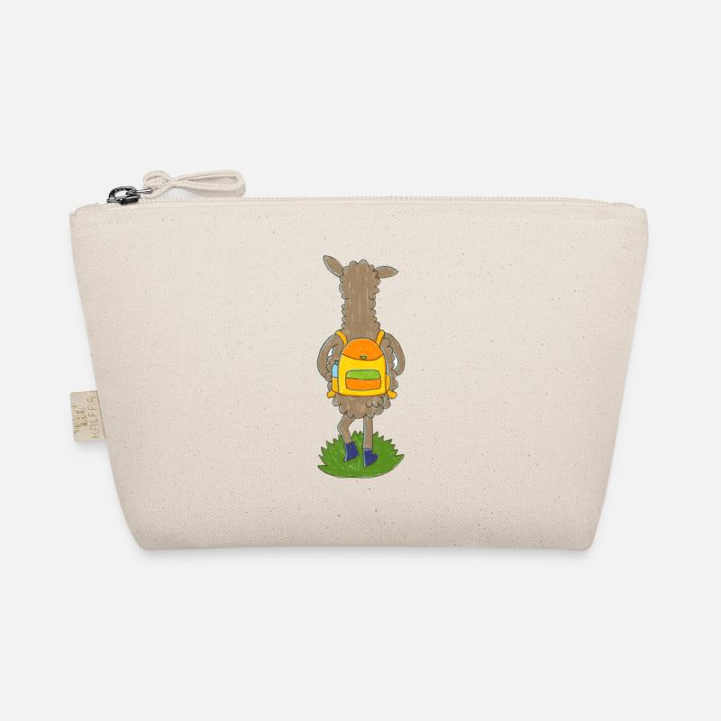 Llama with colorful backpack Organic Pouch