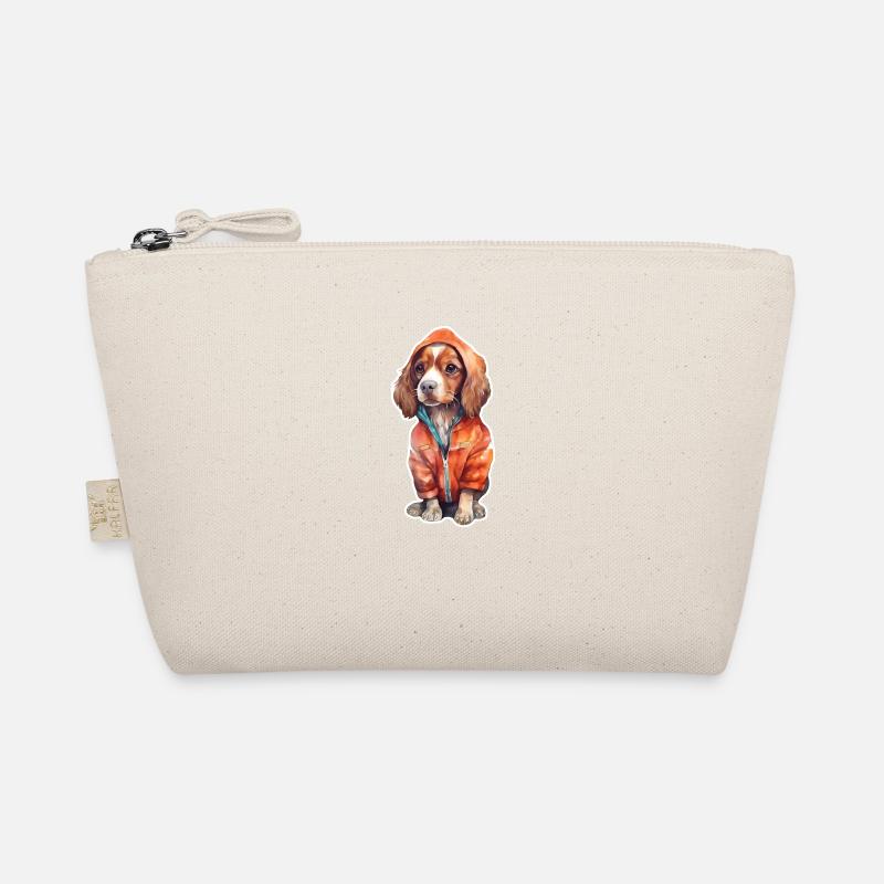 Funny spaniel in dog clothes. Organic Pouch