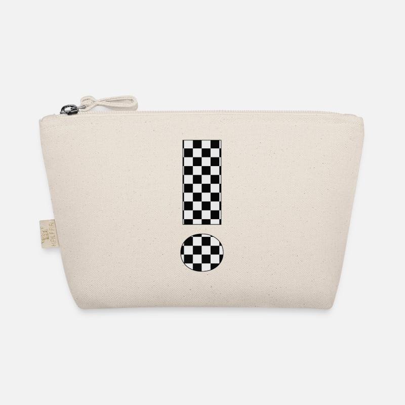 Checker pattern black and white - ! Exclamation mark Organic Pouch