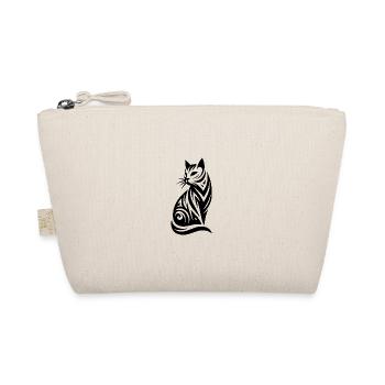Dekorative Katzen Silhouette im Tribal Style - Bio-Täschchen - Natur - Vorne