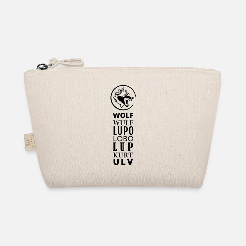 GOWILD Wolf Design in 7 languages - Organic Pouch - nature
