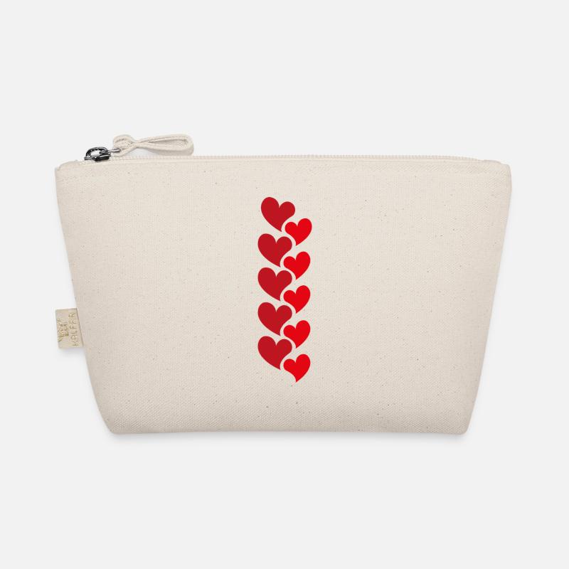 Rote Herzgirlande - Love Design - Bio-Täschchen - Natur