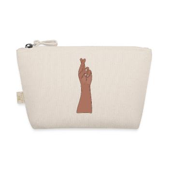 Fingers Crossed Hand Vintage Good Luck Hope - Organic Pouch - nature - Front
