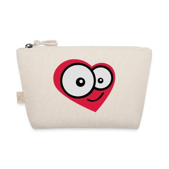 Happy Comic Heart Face Love Cartoon - Organic Pouch - nature - Front
