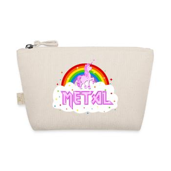 metal musik heavy einhorn regenbogen pink lustig - Bio-Täschchen - Natur - Vorne