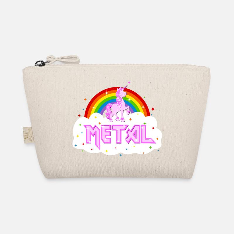 metal musik heavy einhorn regenbogen pink lustig - Bio-Täschchen - Natur
