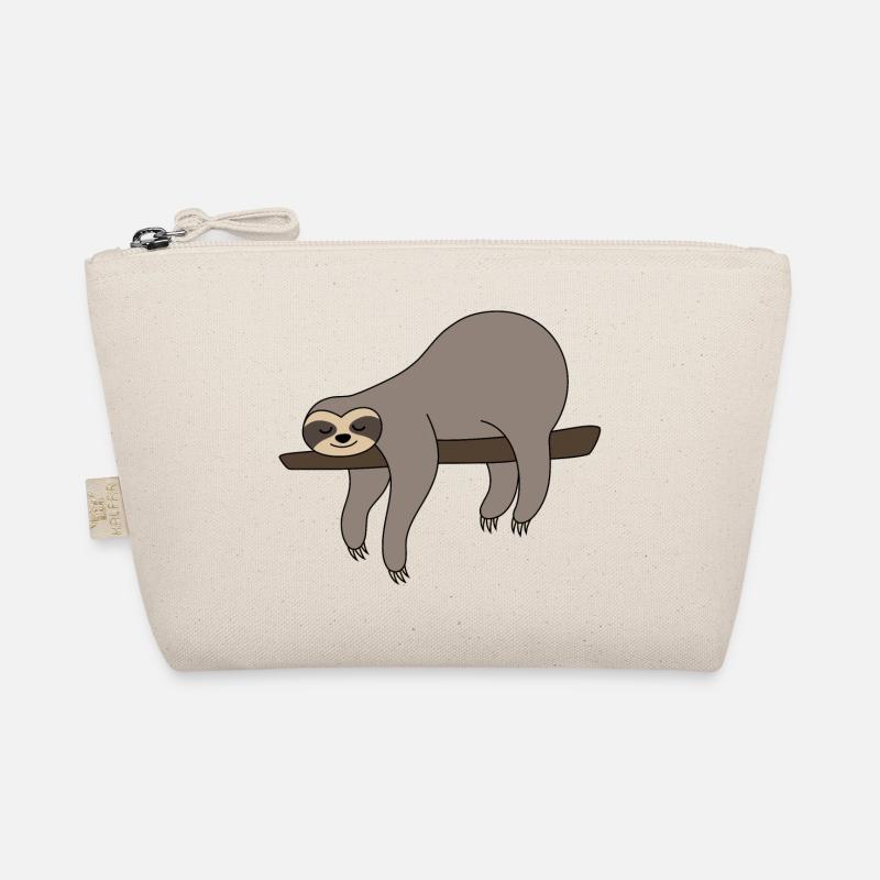 Sloth sleeping on branch sloth gray funny lazy Organic Pouch