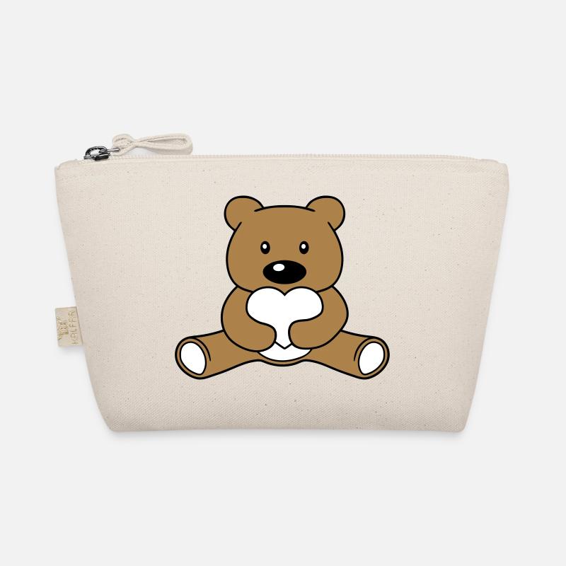 Cute kawaii teddy bear holding red heart showing love Organic Pouch
