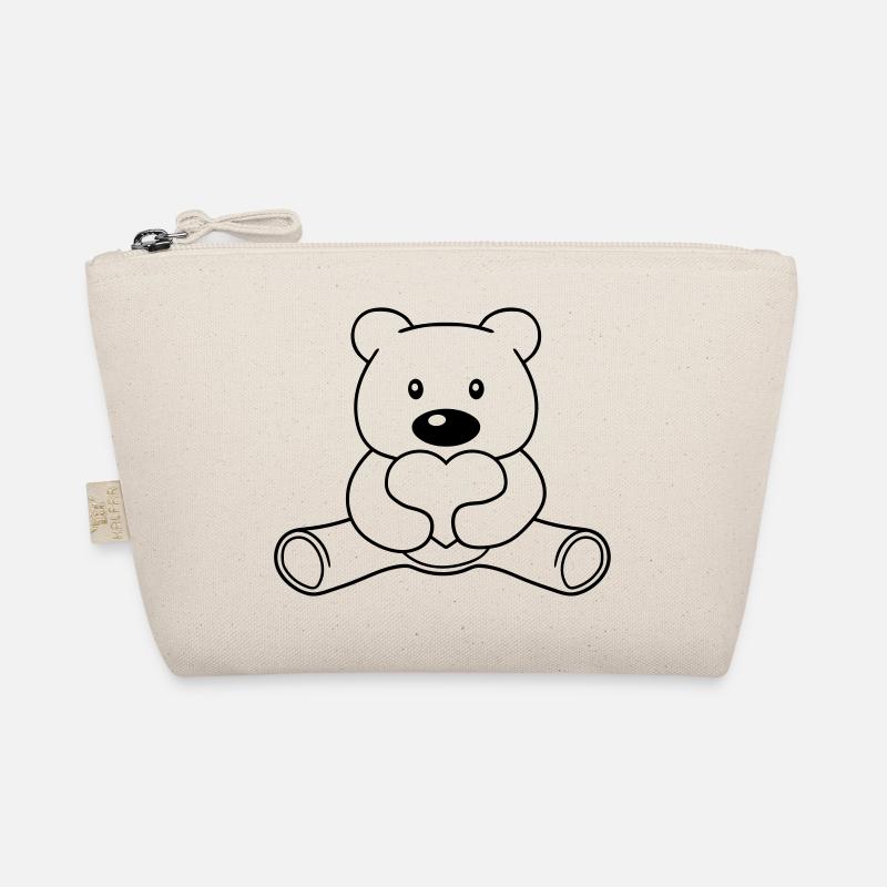 love heart baer cute cute sitting small comic Organic Pouch