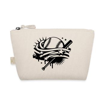 Baseball and a baseball bat with stripes and stars - Organic Pouch - nature - Front