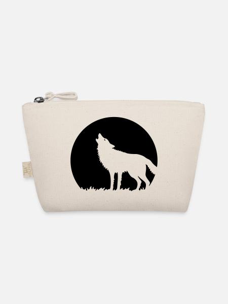Howling Wolf At Full Moon (1C) - Organic Pouch - nature - Front