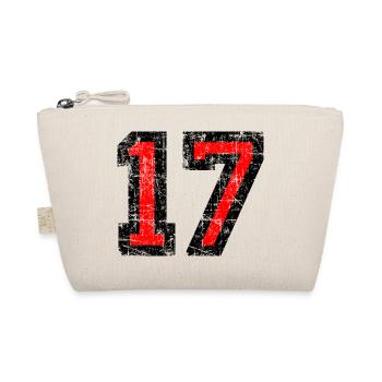 Zahl 17 (Vintage Rot) 17. Geburtstag Nr. 17 - Bio-Täschchen - Natur - Vorne