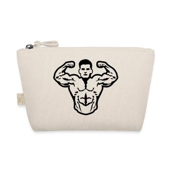 Bodybuilder muscle pose biceps - Organic Pouch - nature - Front