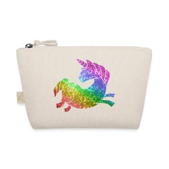 Regenbogen Glitzer Einhorn - Unicorn - Bio-Täschchen - Natur - Vorne