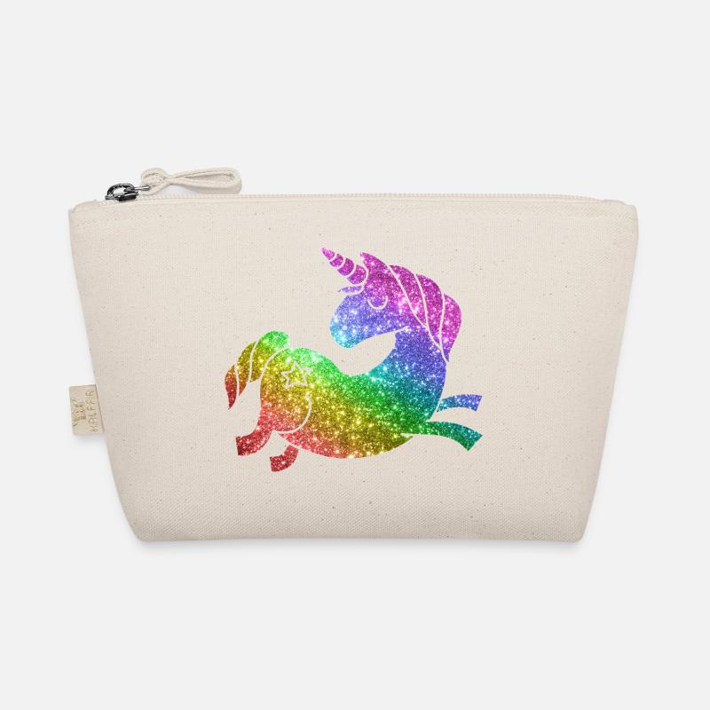 Regenbogen Glitzer Einhorn - Unicorn - Bio-Täschchen - Natur