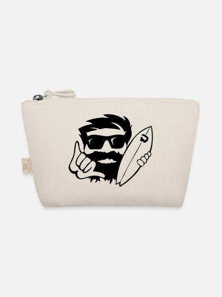 cooler Surfer schwarzweiß Shirt Design - Bio-Täschchen - Natur