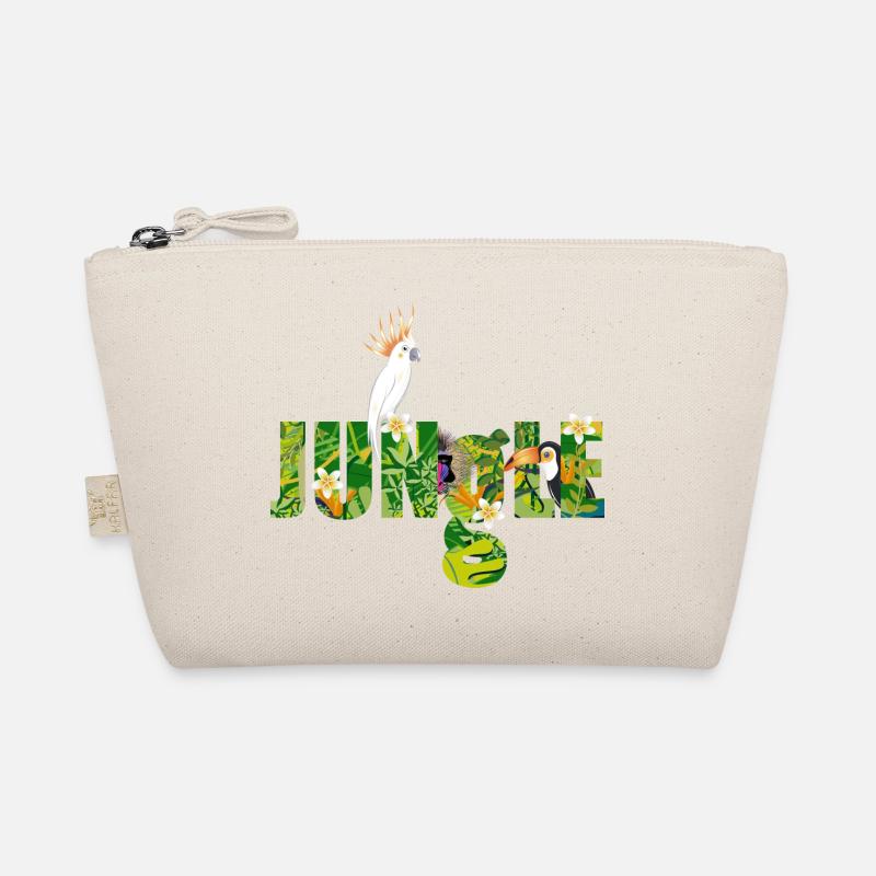 Jungle typography with cockatoo, toucan & monkey Organic Pouch