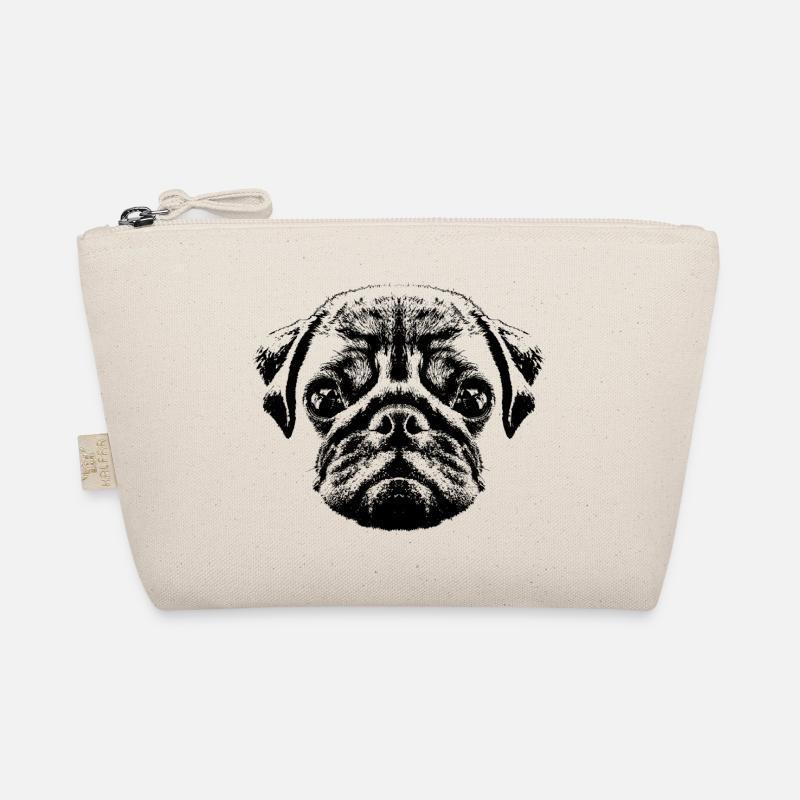 Mopswelpe / Mops Baby / Pug face - Bio-Täschchen - Natur