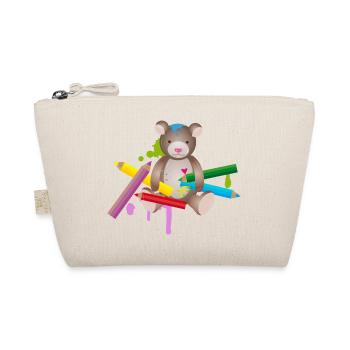 creative bear with colorful crayons - Organic Pouch - nature - Front