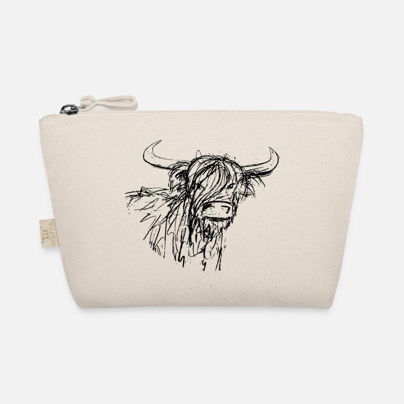 schottische Highlander Tinte Skizze ländliches Design - Bio-Täschchen - Natur