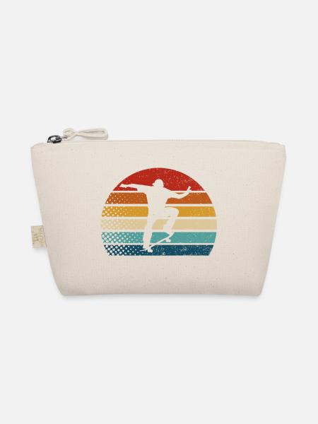Skateboarder Skateboard Skate Skater Retro Skate - Bio-Täschchen - Natur - Vorne