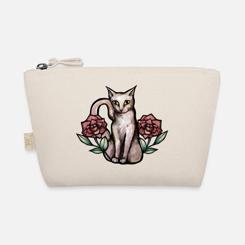 Vintage White Cat Roses Trousse biologique