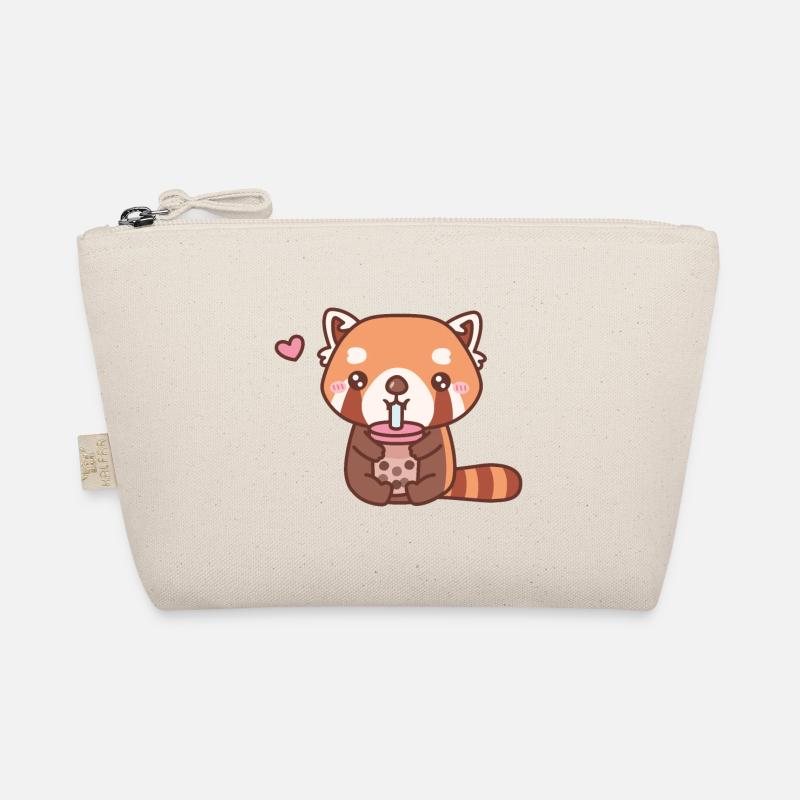 Cute Red Panda Loves Bubble Milk Tea Organic Pouch