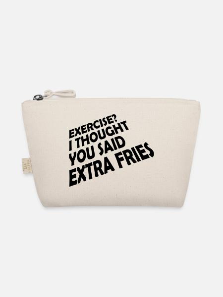 Exercise Extra Fries Quote - Organic Pouch - nature - Front